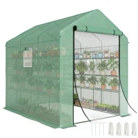 Outsunny 8' x 6' x 7' Temporary Greenhouse for Growing Flowers with Mesh Door & Windows Green(m-1)
