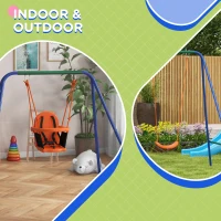 Outsunny Kid Swing Set with Safety Harness for Baby, Kids 6 Months+, Heavy Duty Swing Set for Indoor/Outdoor, Backyard, Orange(m-6)