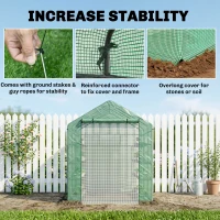 Outsunny 8' x 6' x 7' Temporary Greenhouse for Growing Flowers with Mesh Door & Windows Green(m-7)