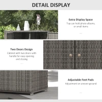Outsunny Wicker Outdoor Storage Cabinet, 2-Door Rattan Pool Towel Storage Cabinet with Drawer & Removable Shelf, Dark Grey(m-6)