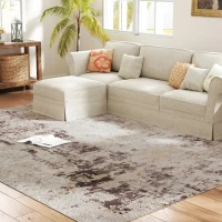 HOMCOM Machine Washable Area Rug 8x10, Non-Slip Modern Abstract Floor Carpet for Living Room, Bedroom, Dining Room, Mixed-Brown(m-2)