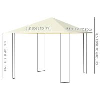 Outsunny 10' x 10' Patio Gazebo, Outdoor Gazebo Modern Canopy Shelter with Vents Roof and Steel Decorative Columns, for Garden, Lawn, Backyard and Deck(m-3)
