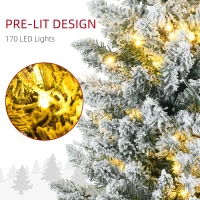 HOMCOM 6ft Pencil Christmas Tree, Slim Artificial Christmas Tree with Realistic Branches and Warm White LED Lights, Green(m-5)