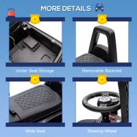 Aosom Kids Push Ride On Car with Working PA System and Horn, Police Truck Style Foot-to-Floor Sliding Car, Black(m-7)