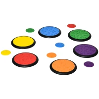 Qaba Blindfolded and Barefoot Tactile Discs, Sensory Discs for Kids, Little Kids Game, Sensory Toy Matching Game, Early Learning Toy Elementary & Preschool Game for 3-8 Year Old Kids, Multi-Color(m-1)