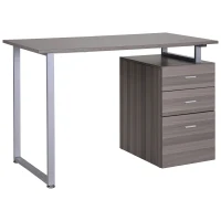 HOMCOM 47" Computer Desk Writing Table Workstation with Multi-Use Reversible 3 Drawers Metal Frame Home Office Furniture, Dark Wood Grain(m-2)