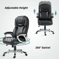 HOMCOM High Back Desk Chair with Swivel Wheels, Executive Office Chair with Cushion & Adjustable Height, Black(m-7)