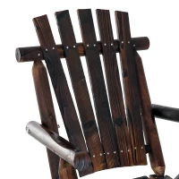 Outsunny Outdoor Wooden Rocking Chair, Single-Person Rustic Adirondack Rocker with Slatted Seat, High Backrest, Armrests for Patio, Garden and Porch, Brown(m-8)