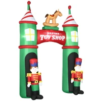 Outsunny 11.5ft Christmas Inflatables Outdoor Decorations Archway with 2 Nutcracker Soldiers Rocking Horse, Blow-Up LED Yard Christmas Decor for Lawn Garden Party(m-11)