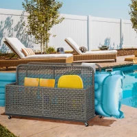 Outsunny Pool Float Storage, Pool Caddy, with Wheels, 43.25" L x 22.5" W x 28" H, Light Gray(m-2)