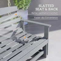 Outsunny Patio Glider Bench w/ HDPE Slatted Double Rocking Chair, Light Gray(m-7)