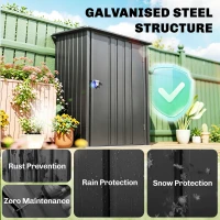 Outsunny Small Metal Garden Shed, 3.3' x 3.4', Galvanized Steel, Lockable Tool Shed for Patio, Backyard, Lawn, Dark Gray(m-4)