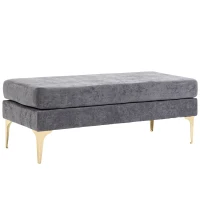 HOMCOM Upholstered Bench, 48" End of Bed Bench, Entryway Bench with Double Layer Seat Cushions and Steel Legs for Bedroom, Dark Grey(m-2)