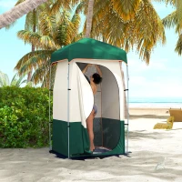 Outsunny Camping Shower Tent, Portable Privacy Shelter with Solar Shower Bag, Removable Floor and Carrying Bag, Green(m-2)
