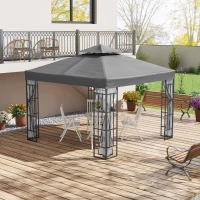 Outsunny 10'x10' Garden Gazebo Patio Canopy Portable Party Event Backyard w/ Mosquito Netting Grey(m-1)