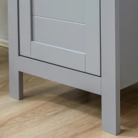 kleankin Tall Bathroom Storage Cabinet with 3 Tier Shelf, Door, Free Standing Linen Tower, Slim Side Organizer, Grey(m-9)