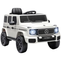 Qaba Licensed Mercedes-Benz G580 12V Kids Ride On Car with Remote, Soft Start, Headlights, Seat Belt, Music, USB, Horn, White(m-11)
