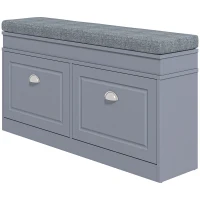 HOMCOM Modern Shoe Storage Bench, Entry Way Bench with Cushion, 2 Drawers, Storage Ottoman Bench, Holds 8 Pairs, Gray(m-1)