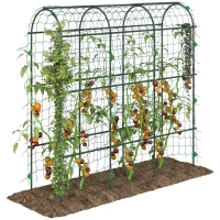 Outsunny Metal Garden Trellis, Arch Trellis for Climbing Plants Outdoor, A-Frame, with Climbing Net, 17" x 72" x 72", Green(m-11)