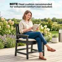 Outsunny 2 Piece All-Weather Patio Chairs, HDPE Patio Dining Chair Set, Heavy Duty Wood-Like Outdoor Furniture, Gray(m-6)