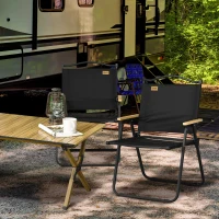 Outsunny Set of 2 Camping Chair, Lightweight Folding Chair, Portable Armchairs, Excellent for Festivals, Fishing, Black(m-1)