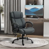 Vinsetto Linen Computer Desk Chair, Executive Office Chair with Spring Padding and Swivel Wheels, Charcoal Grey(m-8)