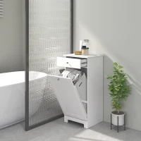 HOMCOM Laundry Hamper Cabinet, Laundry Cabinet with Tilt Out Laundry Basket and Drawer, White(m-2)
