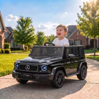 Qaba Licensed Mercedes-Benz G580 12V Kids Ride On Car with Remote, Soft Start, Headlights, Seat Belt, Music, USB, Horn, Black(m-2)