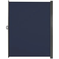 Outsunny 118" x 79"  Outdoor Folding Privacy Screen Retractable Side Awning Patio with Resistance to UV Rays and Wind Dark Blue(m-9)
