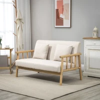 HOMCOM 48" 2 Seater Couch for Small Spaces, Modern Loveseat Sofa for Bedroom, Living Room Furniture, Small Couch, Beige(m-10)