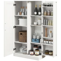 HOMCOM Kitchen Pantry Storage Cabinet, 14-Tier Freestanding Kitchen Cupboard for Living Room, Dining Room Storage, White(m-10)