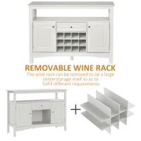 HOMCOM Coffee Bar Cabinet, Modern Sideboard Buffet Cabinet, Wine Cabinet with Drawer and 12-Bottle Wine Rack for Living Room, White(m-7)