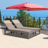 Outsunny Outdoor Patio Double Chaise Lounge Chair with 5-Level Adjustable Backrest, Zippered Cushions, & Modern Design(m-4)