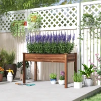 Outsunny 48" x 22" x 30" Wooden Patio Raised Garden Bed Planter, Elevated Planter Box with Legs, Carbonized(m-7)