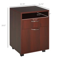 HOMCOM Mobile Storage Cabinet Organizer with Drawer and Cabinet, Printer Stand with Castors, Brown(m-3)