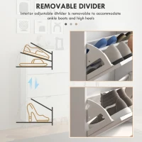 HOMCOM Modern Shoe Storage Cabinet with 3 Flip Drawers for 18 Pairs, Narrow Shoe Organizer for Entryway, Hallway, White(m-6)