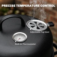 Outsunny 3-in-1 Vertical Charcoal Smoker with 2 Grill Grates, Built-in Thermometer, Adjustable Vent, 2 Doors(m-6)