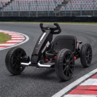 Qaba 12V Electric Go Kart for Kids with Dual Motors, Adjustable Seat, Soft Start, LED Lights, EVA Wheels, for Age 3-6, Black(m-9)