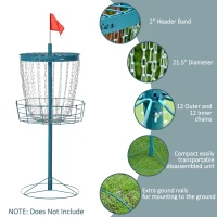 Soozier Portable Disc Golf Basket Target with 24-Chain, Travel Bag, Blue(m-7)