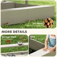 Outsunny Kids Sandbox with Height Adjustable Canopy, Wooden Sandbox Backyard Toy with Kitchen Playset Accessories(m-7)
