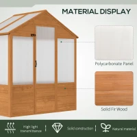 Outsunny 6' x 4' x 7' Polycarbonate Greenhouse, Walk-in Hot House Kit, Hobby Greenhouse with Lockable Door, Level 5 Wind Resistant Wooden Frame, Rustic Brown(m-4)