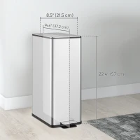 HOMCOM 5.3 gal/20 L Stainless Steel Kitchen Garbage Can with Soft-close Lid, Foot Pedal, Fingerprint-Proof, Silver(m-3)