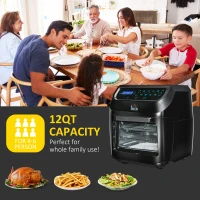 HOMCOM 12 QT Air Fry Oven, 8 In 1 Countertop Oven Combo with Air Fry, Roast, Broil, Bake and Dehydrate, 1700W with Accessories and LED Display, Black(m-5)