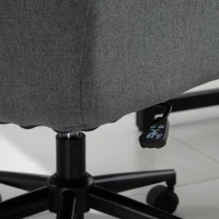 Vinsetto Office Chair Swivel Upholstered Task Chair with Double Thick Padded Backrest, Adjustable Height, Soft Cushioned Seat and 5 Wheels, Grey(m-15)