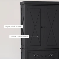 HOMCOM 6ft Wood Farmhouse Colonial Kitchen Pantry Cabinet, with 4 Adjustable Shelves, 2 Wood Pantries, & 1 Drawer, Black(m-7)