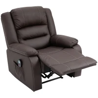 HOMCOM Vibrating Massage PU Leather Recliner Chair with Footrest, Remote Control, and 8 Massaging Points, Brown(m-8)