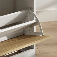 HOMCOM Shoe Cabinet, Slim Shoe Organizer Cabinet with 2 Flip Drawers, Adjustable Shelves, Drawer and Glass Top(m-11)