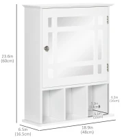 kleankin Medicine Cabinet with Mirror, Wall Mounted Medicine Cabinet, 3 Shelf Organizer for Kitchen, White(m-3)