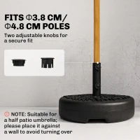 Outsunny Half Round Umbrella Base, Sand or Water Filled Half Patio Umbrella Stand Holder for Lawn, Deck, Black(m-4)