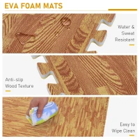 Soozier 18 Piece 24" x 24" High-Density Water Resistant Interlocking Foam Floor Tile Mats 72Sqft- Dark Wood Grain(m-5)